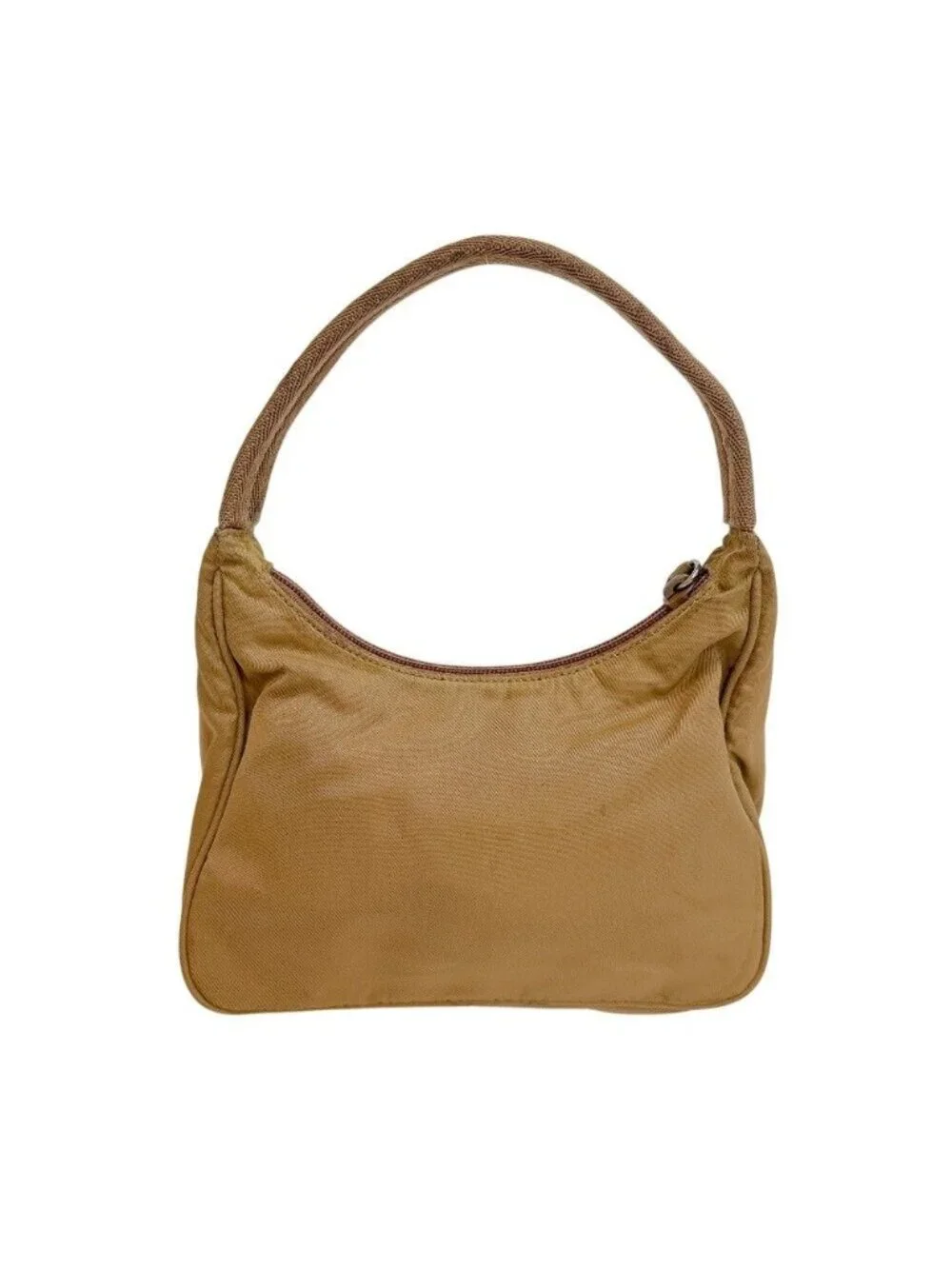 Prada Triangle Logo Nylon Pouch Beige